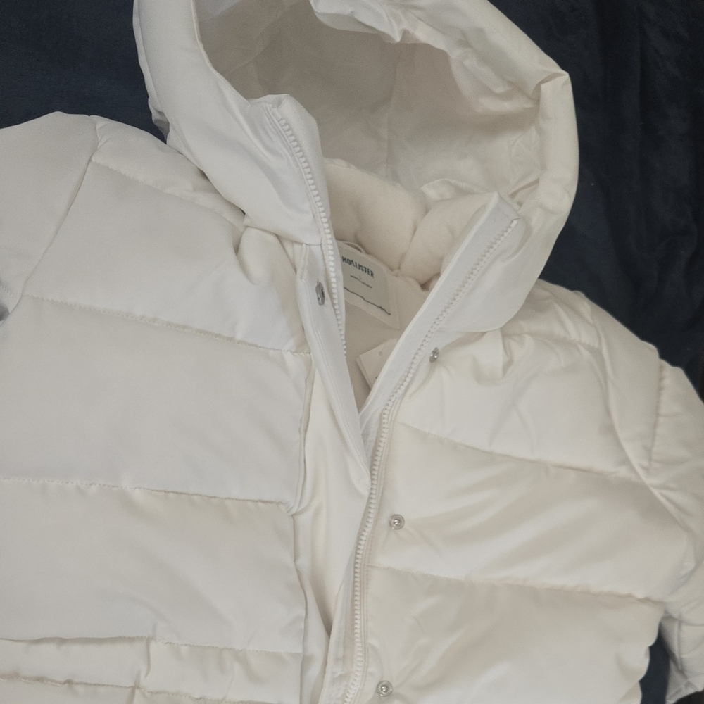 Hollister Cream Longline Puffer Jacket